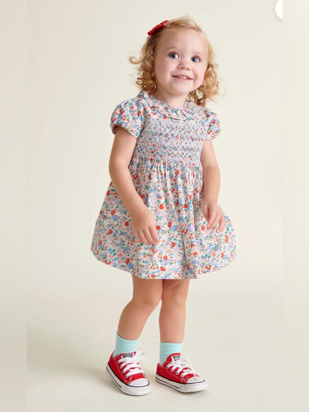 QUESTION EVERYTHING Hand Smocked Girls Dress in Freesia - 4-5Y